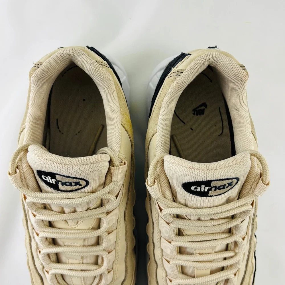Nike Air Max 95 Premium Light Cream Black Suede Sneakers 807443-203 Womens 8